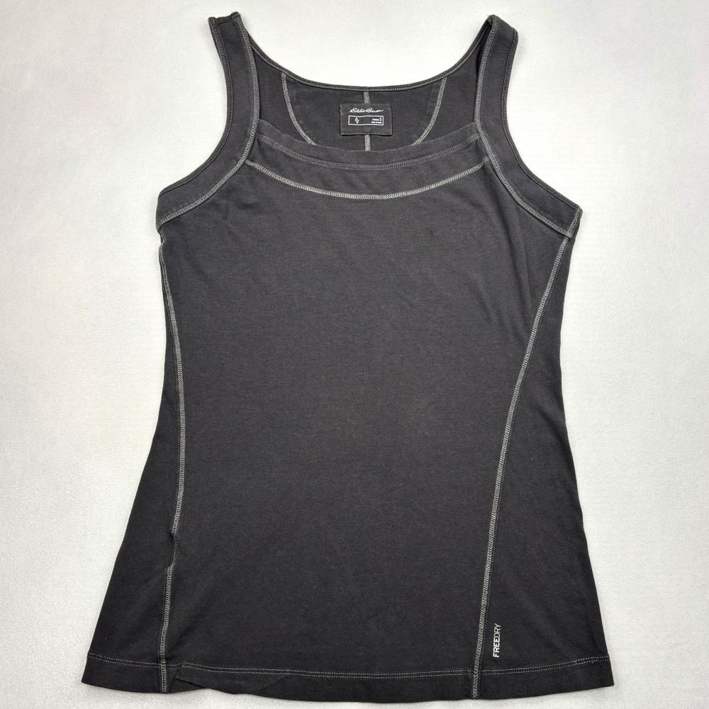 Eddie Bauer Tank Top Womens Small Gray FreeDry Stretch Contrast Stitch Trail S